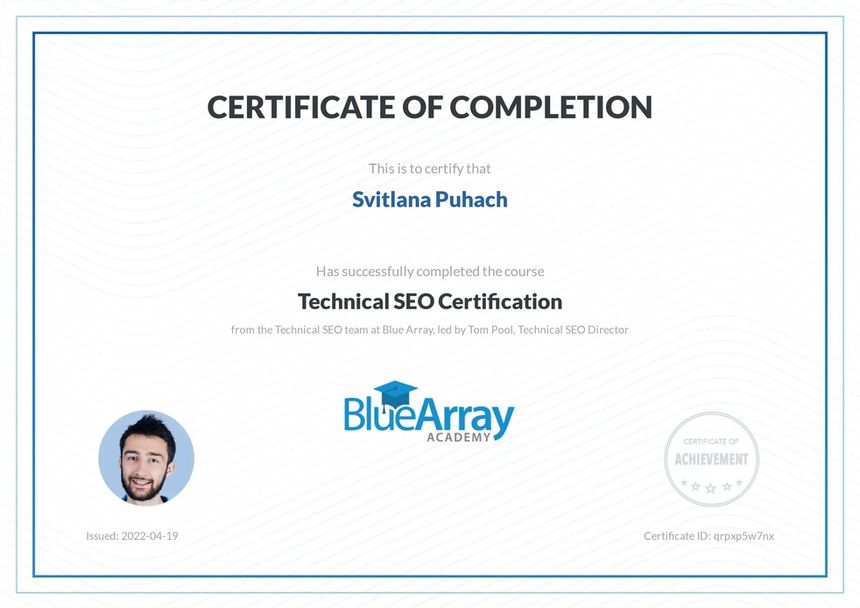 Сертификат Technical SEO